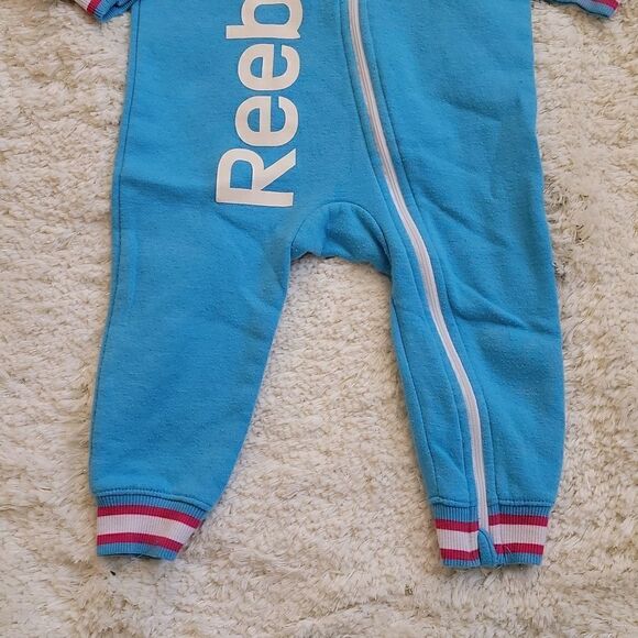 REEBOK BABY GIRL TURQUOISE HOODED ROMPER, SIZE 18 MONTHS - Picture 3 of 5